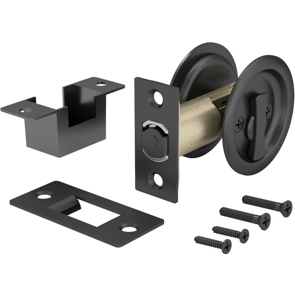 Richelieu Hardware 17RFB42 Onward Round Pocket Door Privacy Pull, Flat Black